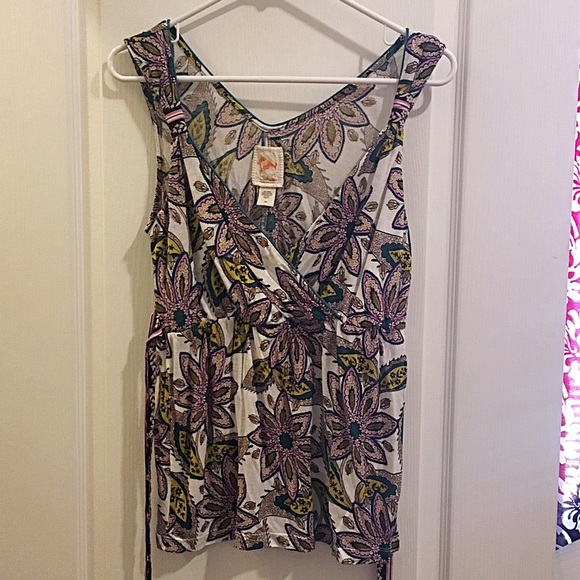 Floral Wrap Tank Blouse
