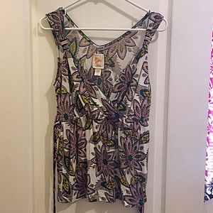 Floral Wrap Tank Blouse