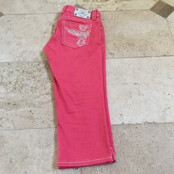 Coral Miss Me capris with white detail