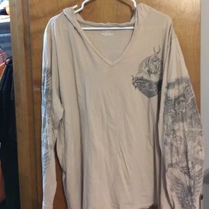 Tan long sleeve tattoo hooded top