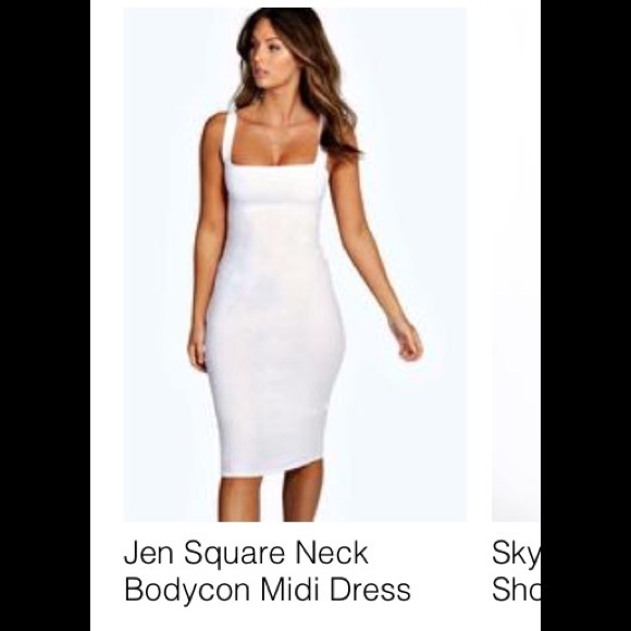 Boohoo White Midi Dress