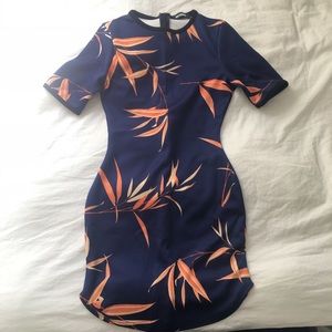 Missguided navy blue floral print dress