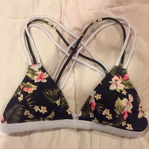 PINK floral triangle bikini top