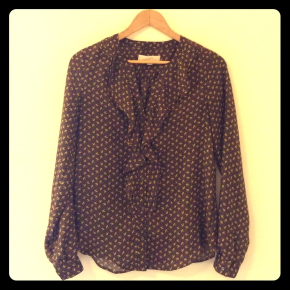 LOFT sheer ruffled blouse