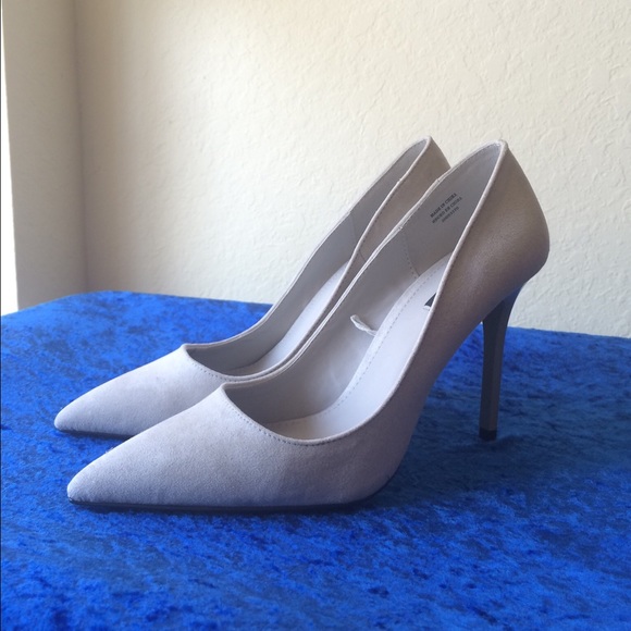 Light Gray Faux Suede Pumps