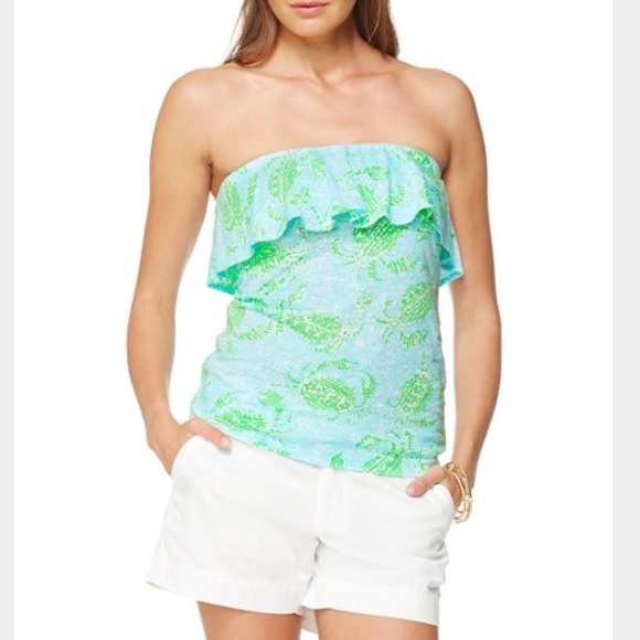 Strapless blue and green Lilly Pulitzer top