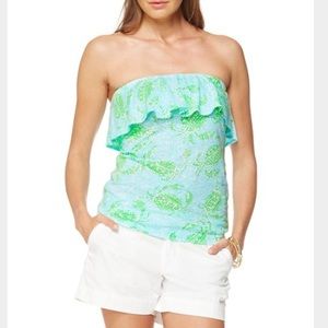 Strapless blue and green Lilly Pulitzer top