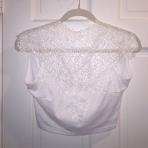 White lace halter crop top (small)
