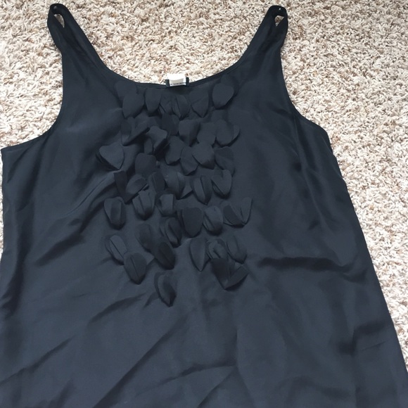 Jcrew black silk tank with ruffle detail