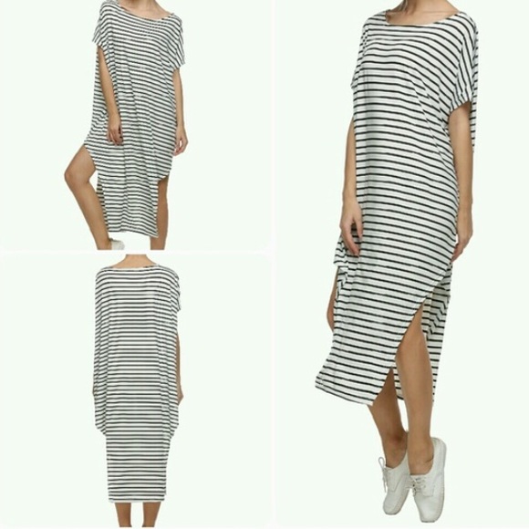 💥SALE💥 Striped Off-Shoulder Asymmetrical Maxi - Picture 2 of 3