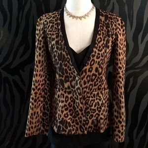 DSLY Leopard Print Tuxedo Blazer
