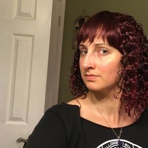 Burgundy curly wig