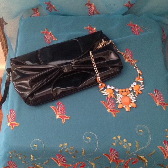 Necklace & Black Clutch