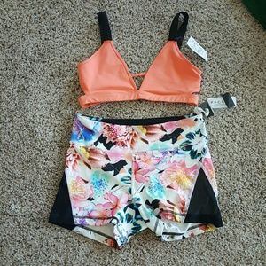 L.A. Hearts active shorts/bra top Large