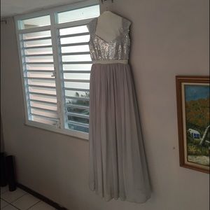 Beautiful silver dress, perfect  for a wedding!!