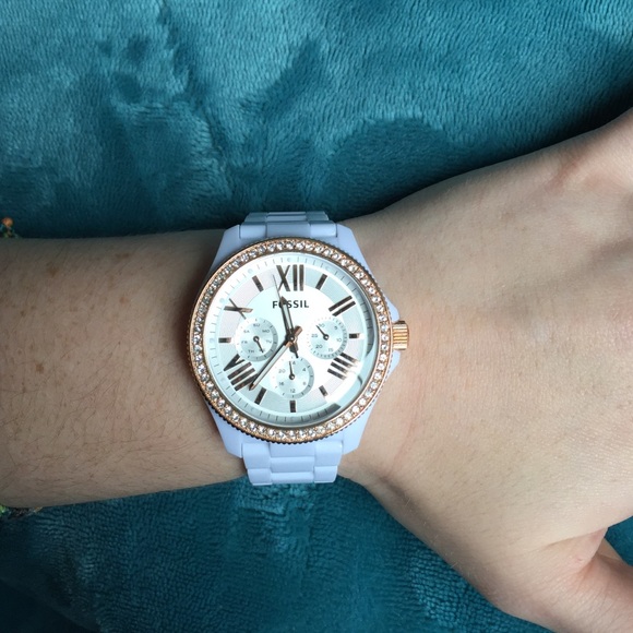 Rose Gold/ white Fossil watch