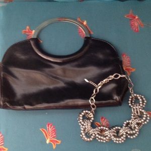Small black handbag & chunky necklace