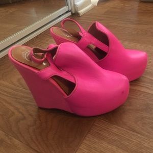 Hot pink Jeffery Campbell wedges