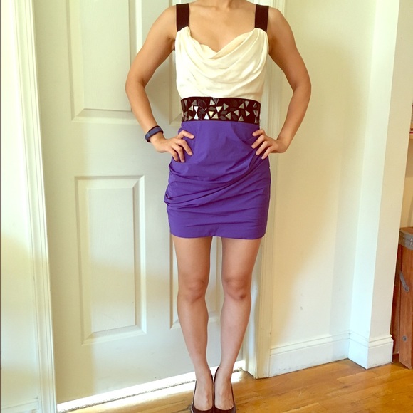 Bebe white & purple dress