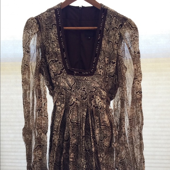 Anna Sui size 4 brown top baby doll dress
