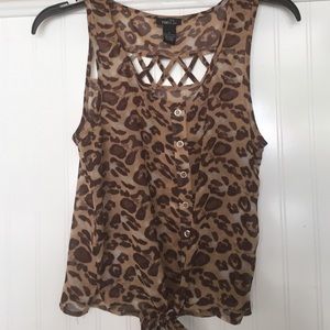 Animal print tank with cut out
