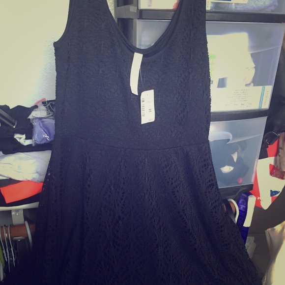 Black mini lace dress