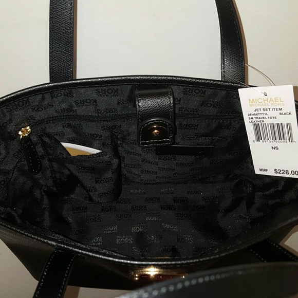 Michael Kors jetset black leathr small travel tote - Picture 2 of 4