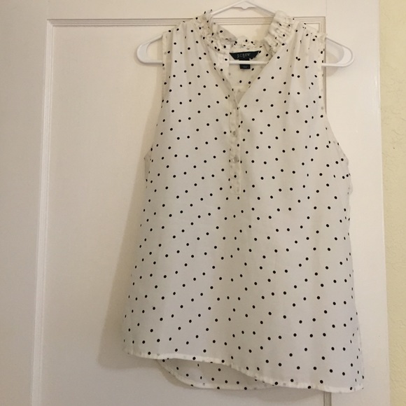 Jcrew polka dot and ruffle blouse