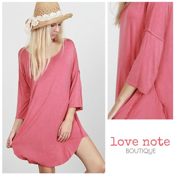 Rapture Rose Boho Tunic 3/4 Sleeve Dress Top