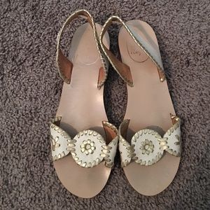 Size 7 Bone/Gold Jack Roger Sandals