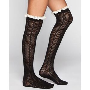 Lace Trim Over the Knee Thigh High Socks