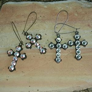 Pink Panache cross earrings