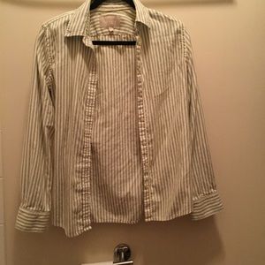 Banana republic green striped Oxford shirt