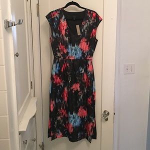 Tall Drapy Side-slit dress in Floral Splash