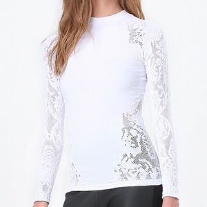 NWT Bebe Lace Detail Mock Neck Top