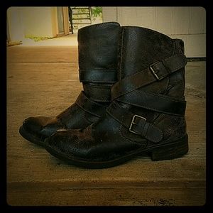 Brown leather boots