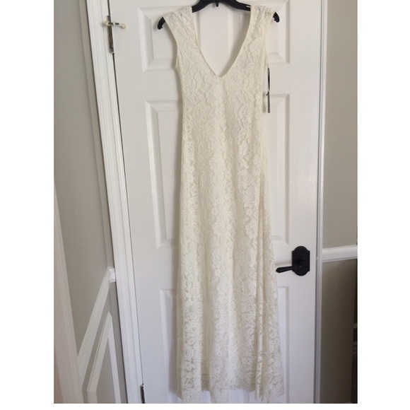 White long lace dress by lovers and friends