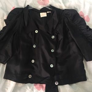 Black button up crop top