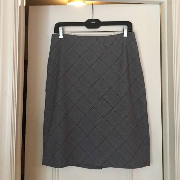 Knee Length Plaid Pencil Skirt by The Limited