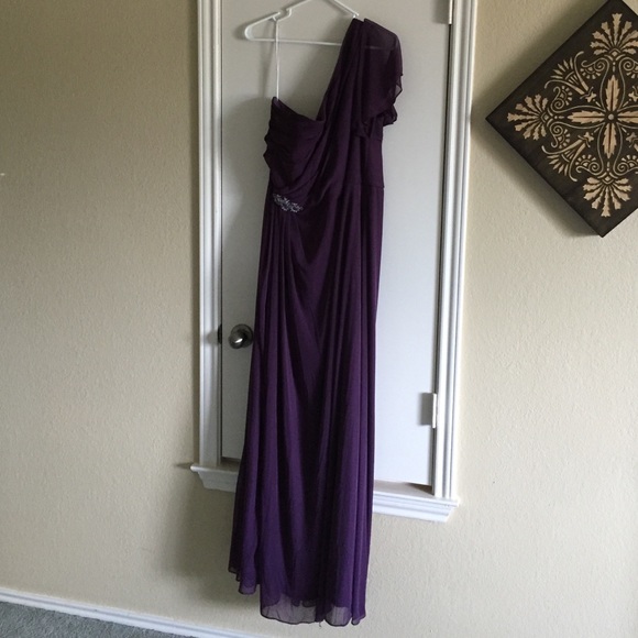 Asymmetrical neck beaded dress with side slit