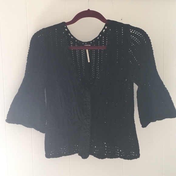 Free People Black Knit Cardigan