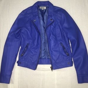 Blue leather jacket