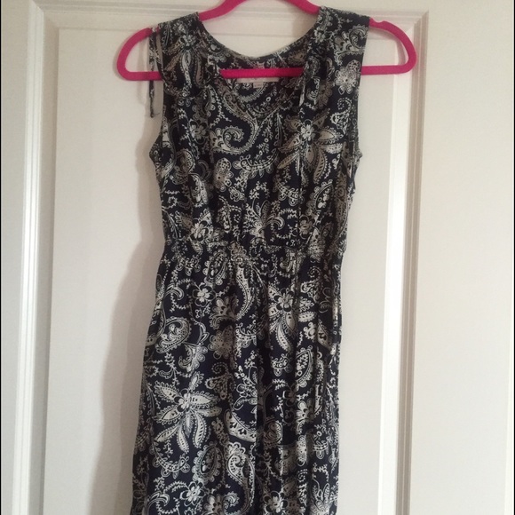 Loft navy blue and white print sundress