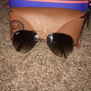 Ray Ban Aviator gradient sunglasses with case