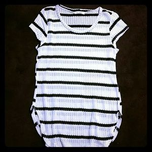 White and black striped knit shirt