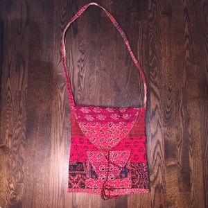 Whole Earth Red Patterned Crossbody Bag