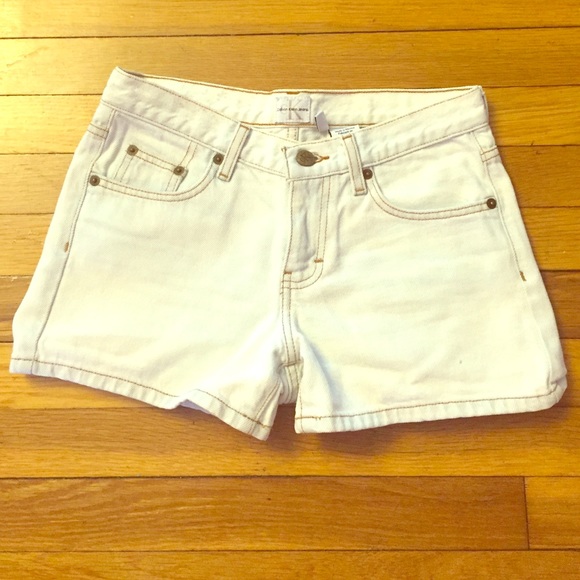 White denim Calvin Klein shorts