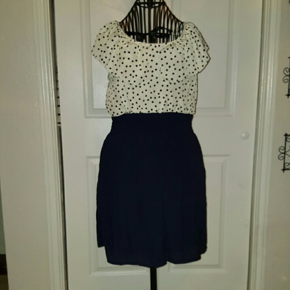 Navy & White Polka Dot Dress
