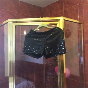 Black sequin shorts