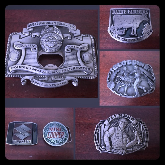 ❗️SOLD❗️Lot of 7 Pewter/Brass Western Belt Buckle